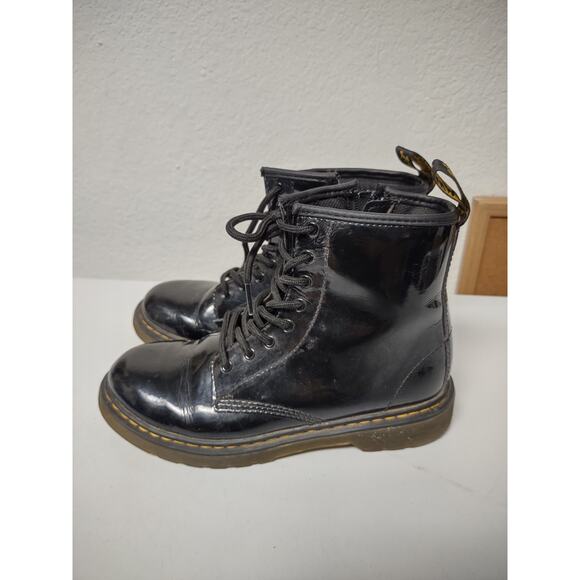 Doc Martens Air Wair patent leather black combat style boots wmn's size 5 mn's 4 - Picture 5 of 16